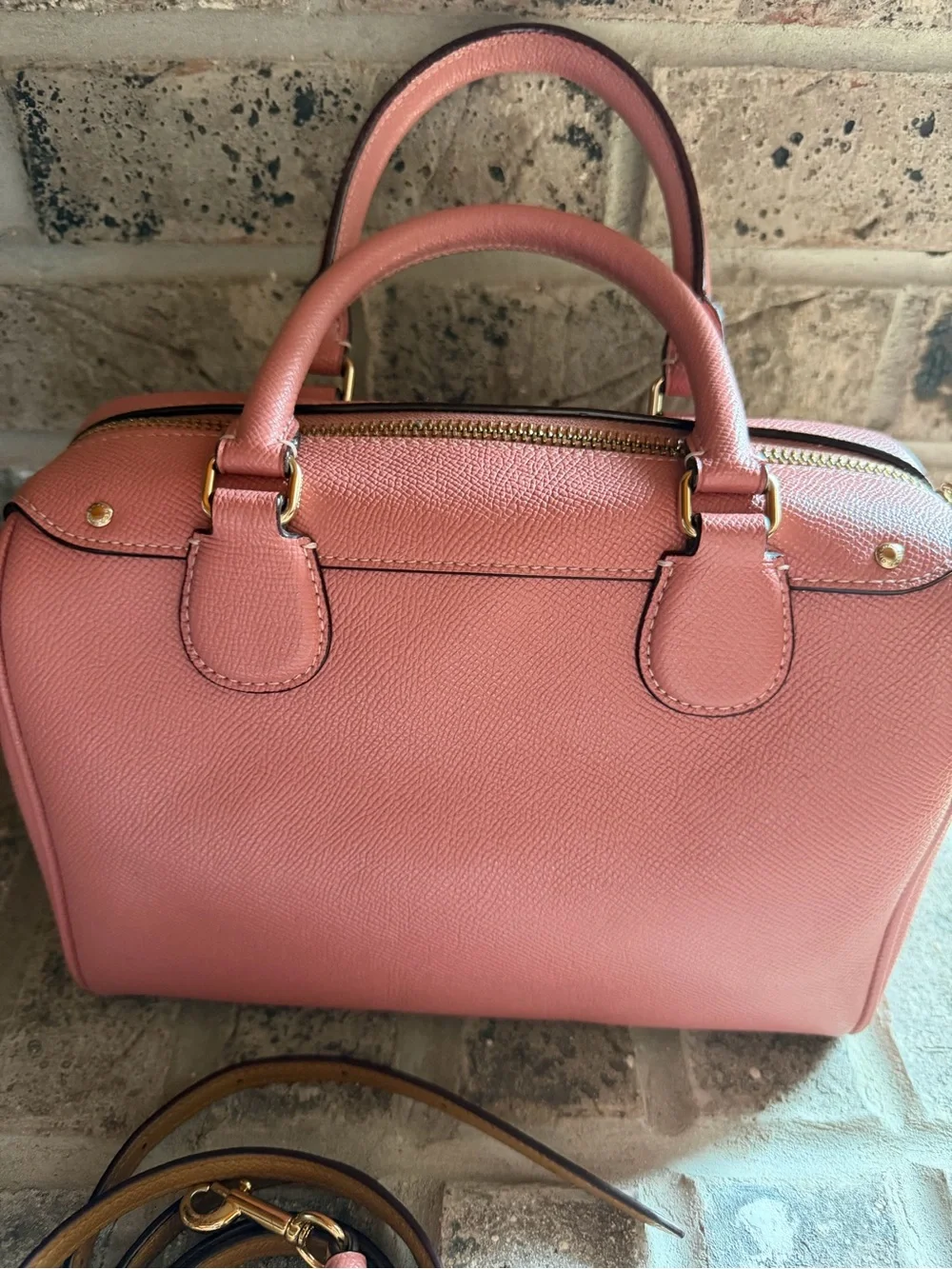 COACH Pink Leather Satchel with Minnie Roller Skate Graphic
